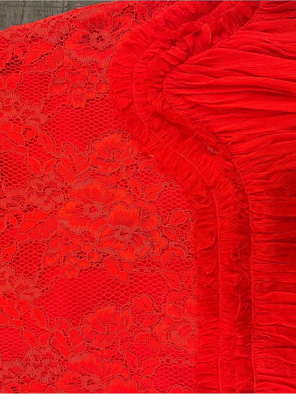 Alexis Red Asymmetrical Lace Ruffle Skirt - Picture 3 of 6